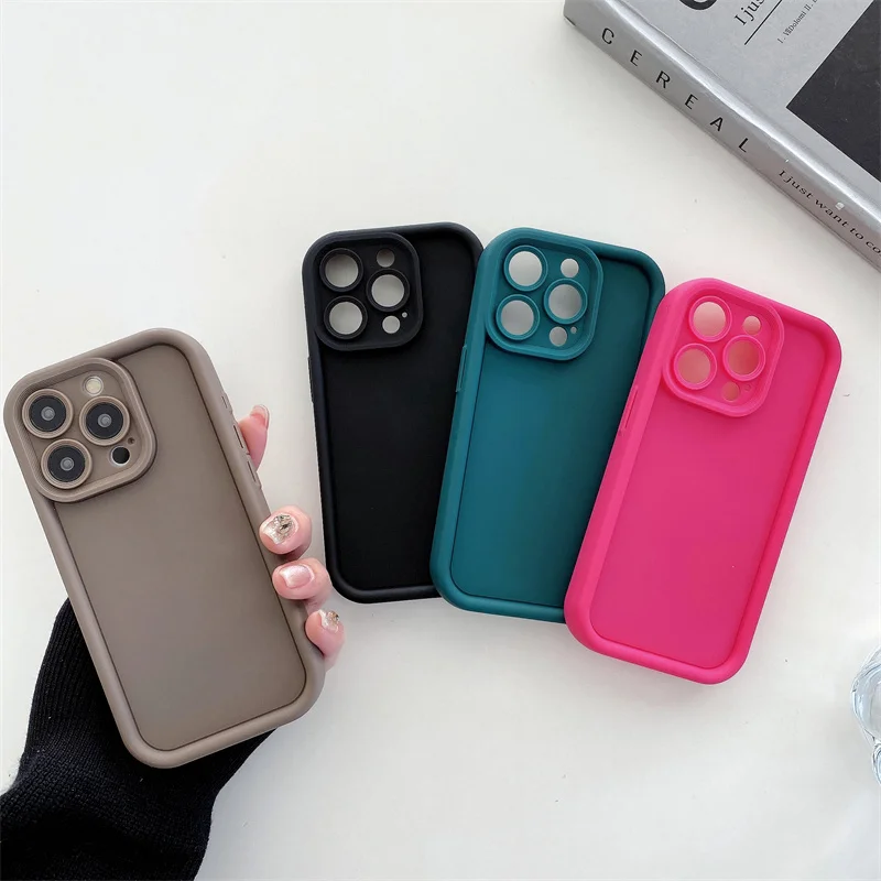Shockproof Solid Color Silicone Mobile Phone Case For iPhone 15 Pro Max 14 13 12 11 Xs Xr Xs Max 7 8 Plus Soft TPU Shell Cases