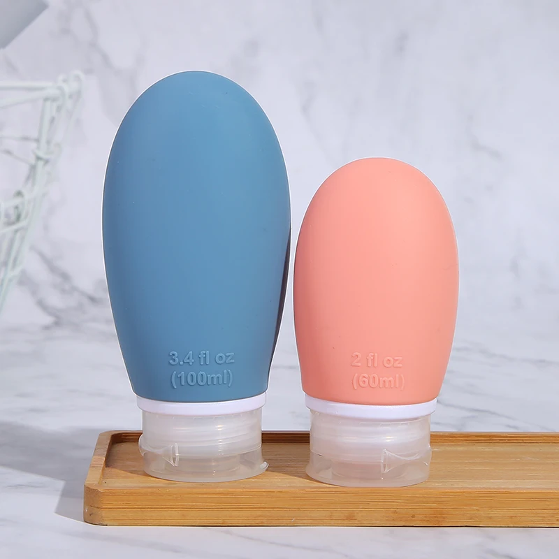 Wholesale Collapsible Squeeze Cosmetic Silicone Lotion 60ml 100ml Shampoo Bottle Hand Sanitizer Sport Gym Travel Bottle Set
