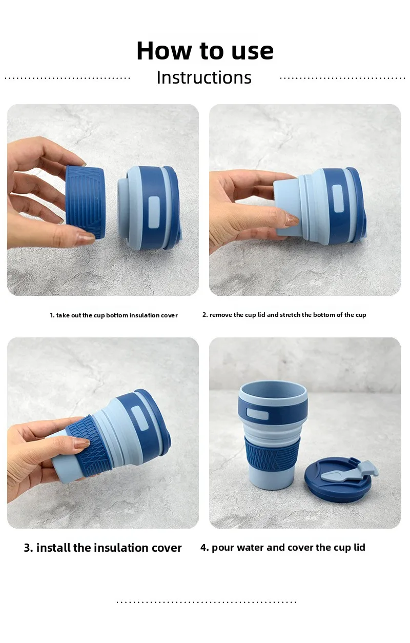 Portable Travel Foldable Silicone Coffee Cup for Outdoor Use for Milk Tea or Any Drink supplier