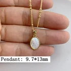 Oval Pendant Dainty Oval Medal Virgin Pendant Necklace Women Trendy Mother Of Pearl Shell Gifts Jewelry