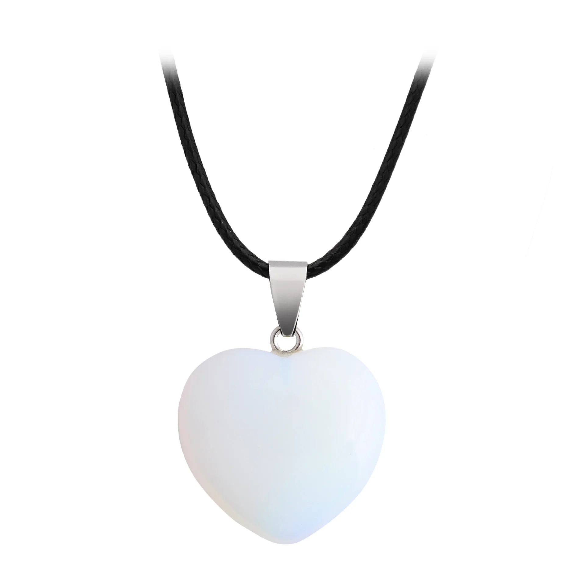 100% Natural Crystal Stone Heart Stainless Steel Pendant For Women DIY Gemstone Agate Pendant Necklace Jewelry