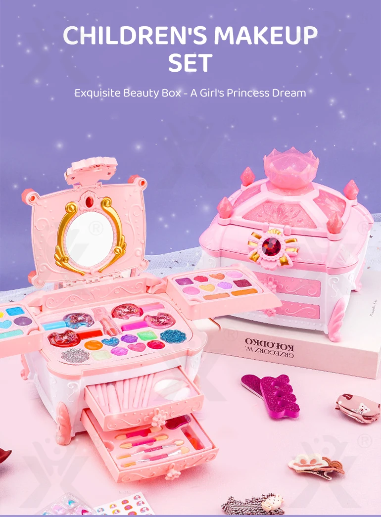 Chengji girls pretend play princess non-toxic cosmetic toy sets kids makeup kit beauty fashion toys for children