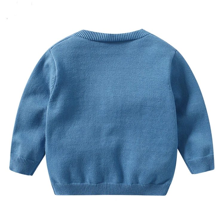 Guangzhou wholesale simple casual knit sweater custom blue comfortable and soft Autumn Winter kids baby cardigan sweater