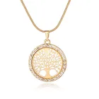 Gold Elegant Gold Silver Color Round Tree Of Life Crystal Rhinestone Pendant Women Necklace Jewelry Gifts
