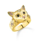 Gold Zircons Ring Zirconrings Gemnel High Quality Women 18k Gold Plated Multicolor Zircons Handmade Cat Head Ring