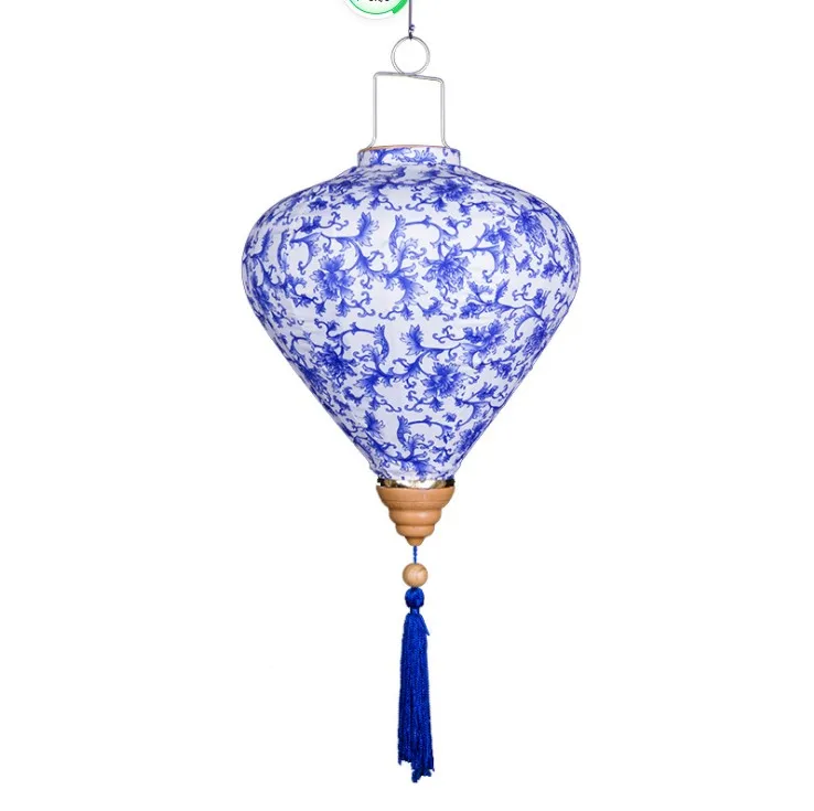 Flower Printed Hanging Cloth Lantern For Chinese New Year  Home Durable Practical Bedroom Decoration Lanterns With Tassel