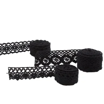 2022 cotton lace,cotton crochet ribbon lace,lace black ribbon 100% cotton