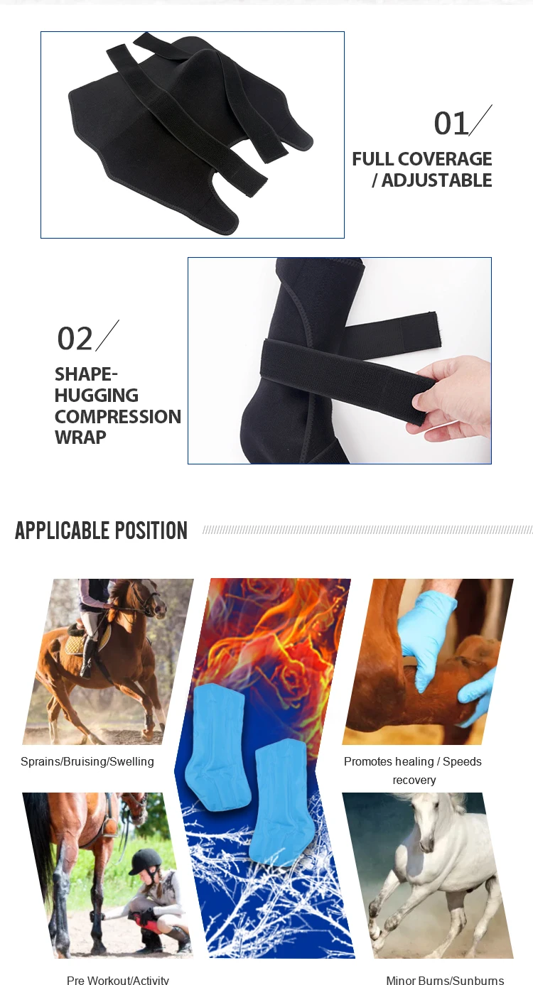 Ice Pack Cooling Leg Wraps For Hock,Ankle,Knee,Legs,Boots,And Hooves