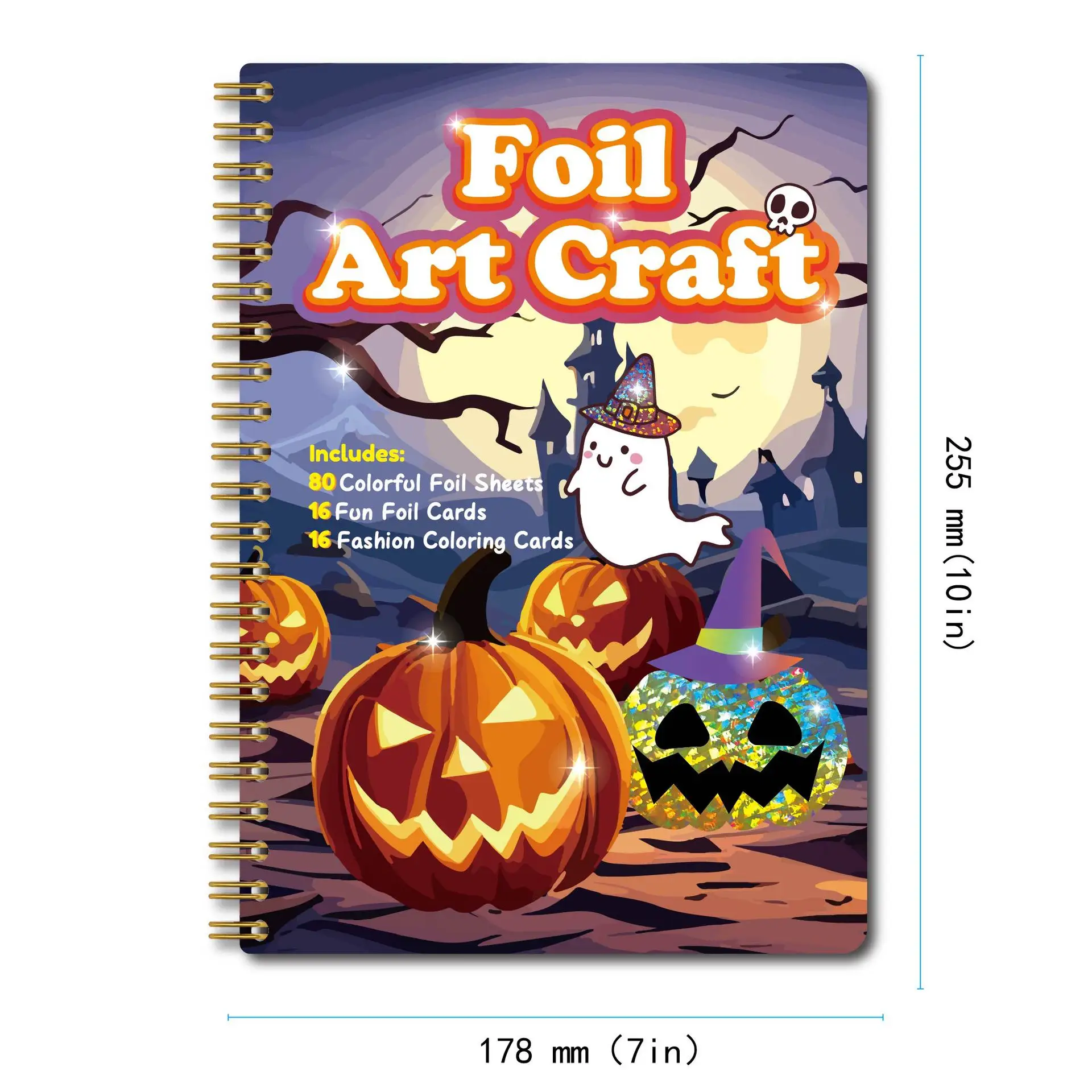 Produkt Halloween Kürbis Folie DIY Scratch Art Spiral Kit Großhandel Handwerk Aktivitätsbuch für Kinder Papier Zeichenspielzeug zum Malen-32