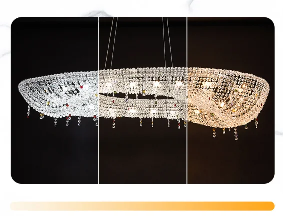 product modern high ceiling luxury three color adjustable height iron glass led chandelier with 360 beam angle eye caring switch control-1