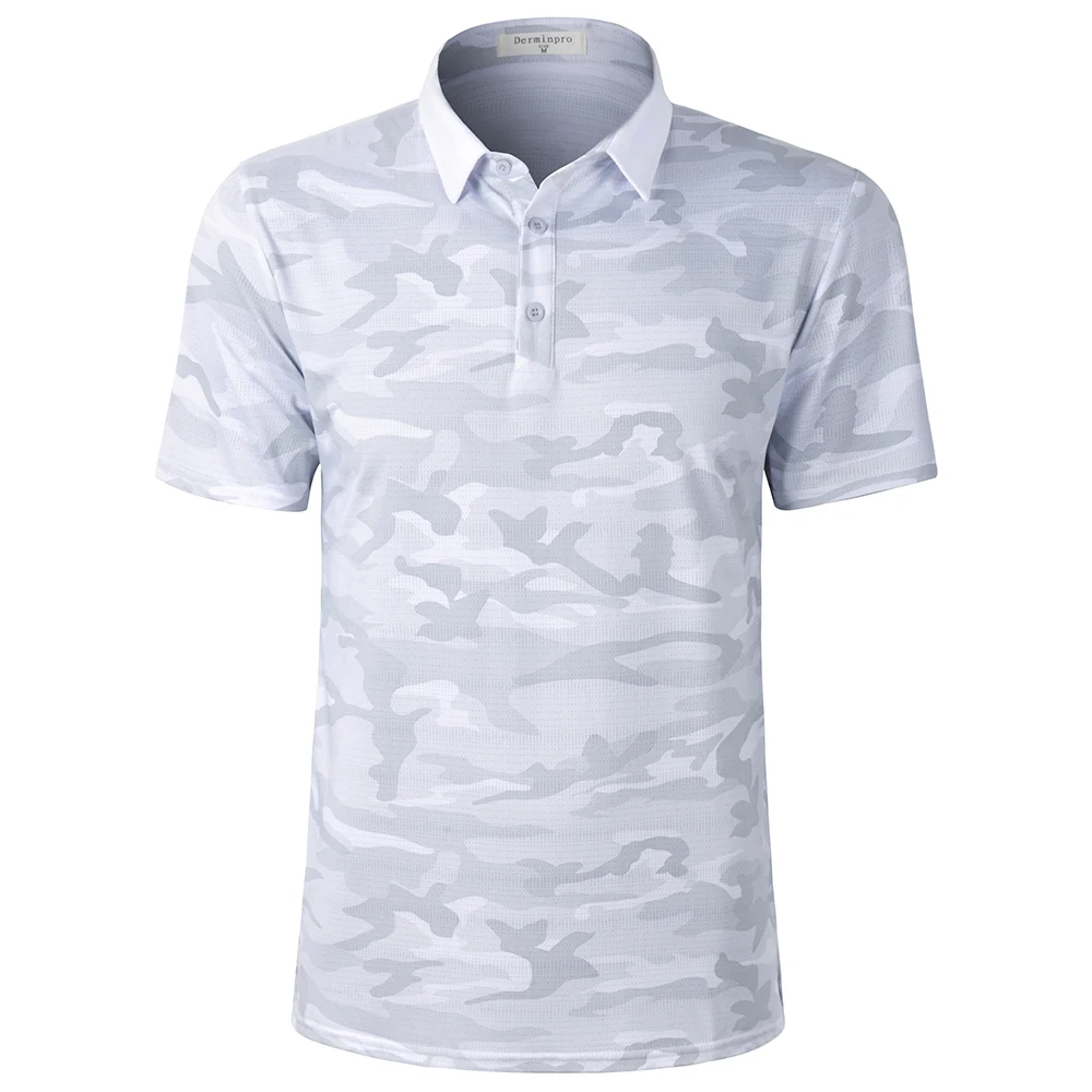 Men's Summer Camouflage Golf Shirts Moisture Wicking Short Sleeve Quick Dry Golf Polo T Shirt