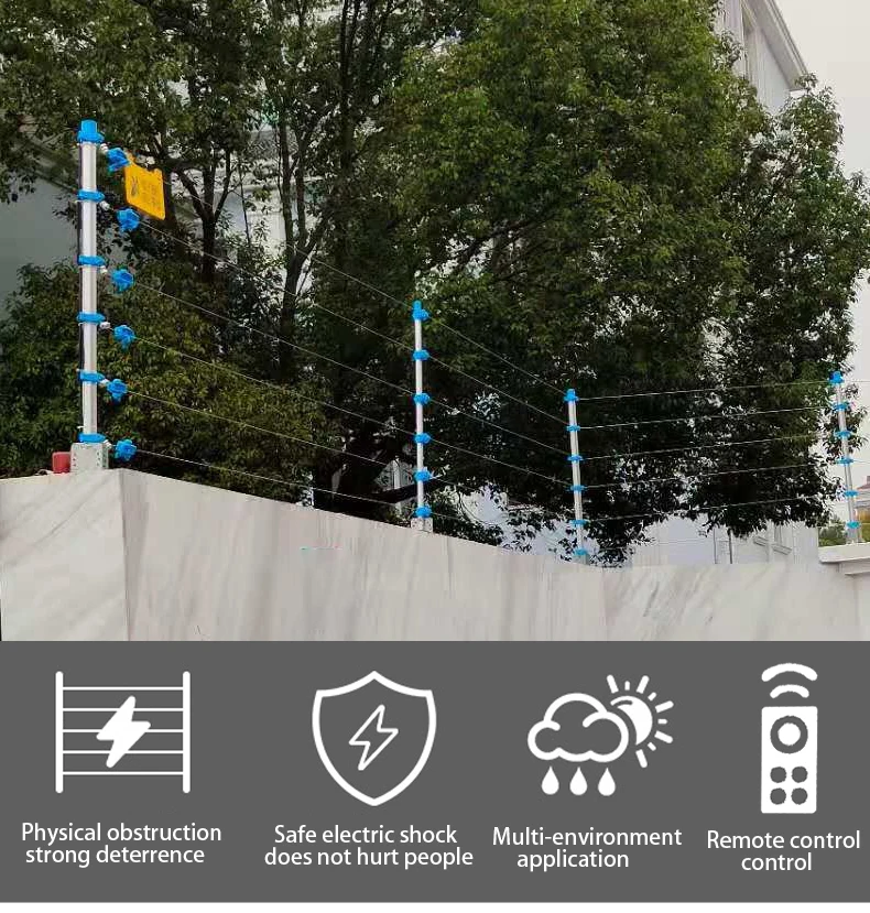 High Voltage Electric Fence Energizer Pulse Electric Fence Intrusion Alarm System High Security Wire  Fence