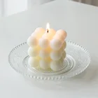 White Candle White Handmade Luxury Private Label Square Bubble Soy Wax Scented Candle With Packaging