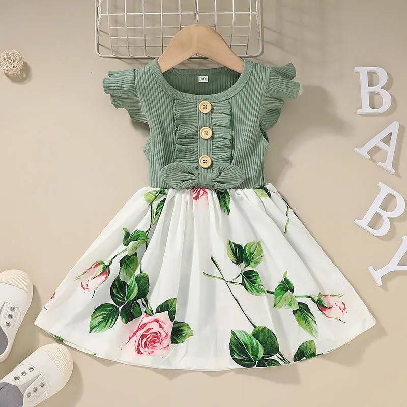 Dress For Kids Children 1-6 Years old Baby Clothing Short Sleeve Formal Party Princess Flower Girls' Dresses