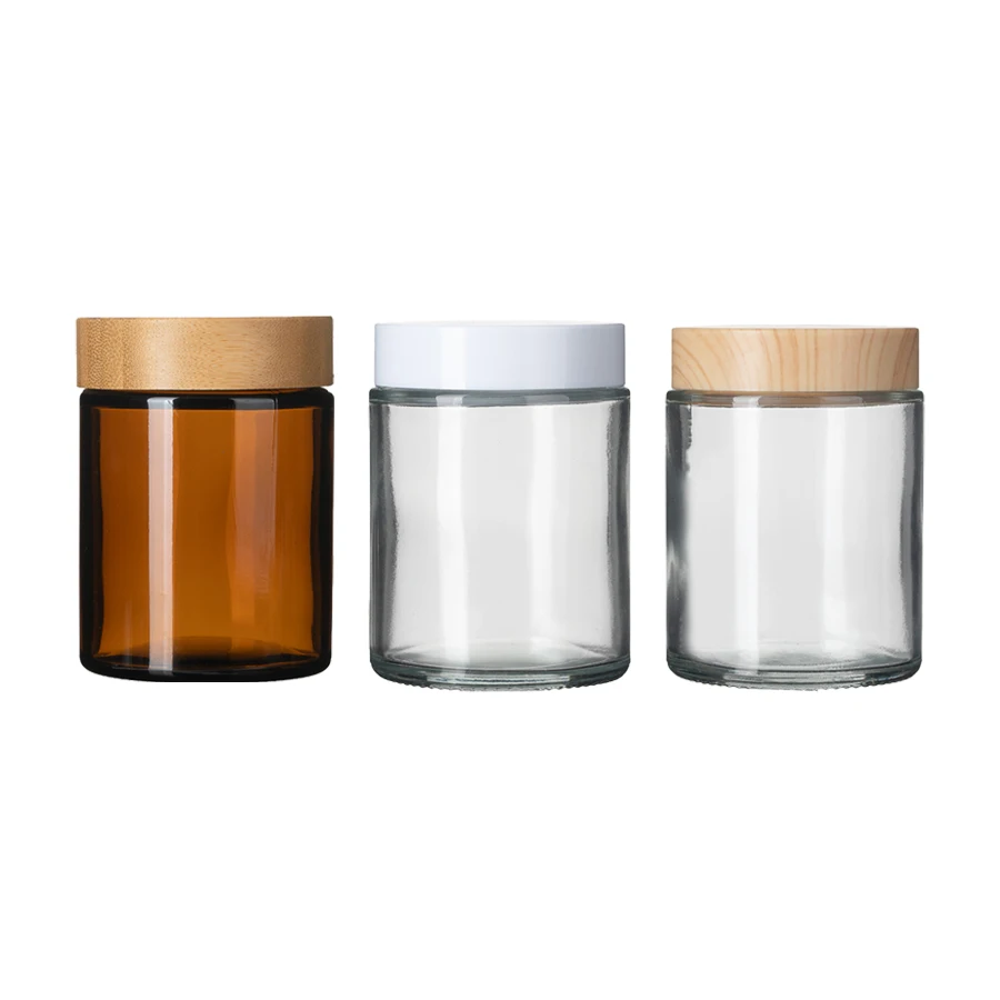 150ml Straight Side Glass Spice Jars With Kitchen Storage Glass Spice Jar For Sea Salt Pepper With Bamboo Wooden Lid Jars