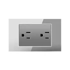 118 Grey American Standard Japanese Canada Brazil Thailand Wall Switch Socket Crystal Glass Panel 2 Gang 2 Way USB Socket