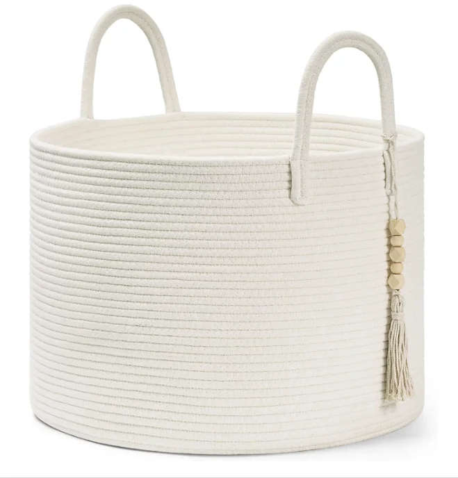Goodpick Large Laundry Basket Decorative White Basket for Blankets Baby Living Room Bedroom White basket