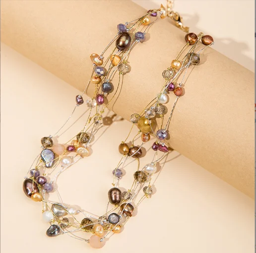 New Design Fashion Women Necklace Jewelry Colorful Acrylic handmade Long Wax Cord Necklace Girls Geometry Necklace.png