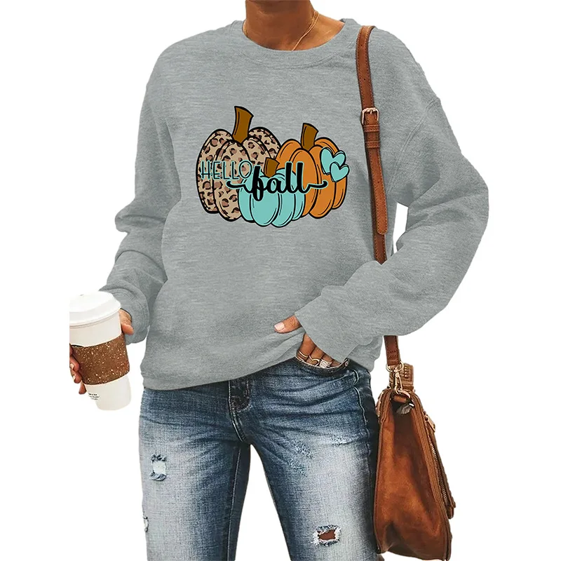RTS plus size women's hoodies & crewneck sweatshirts custom pullover sweater women graphic plain Halloween pumpkin sweatshirts