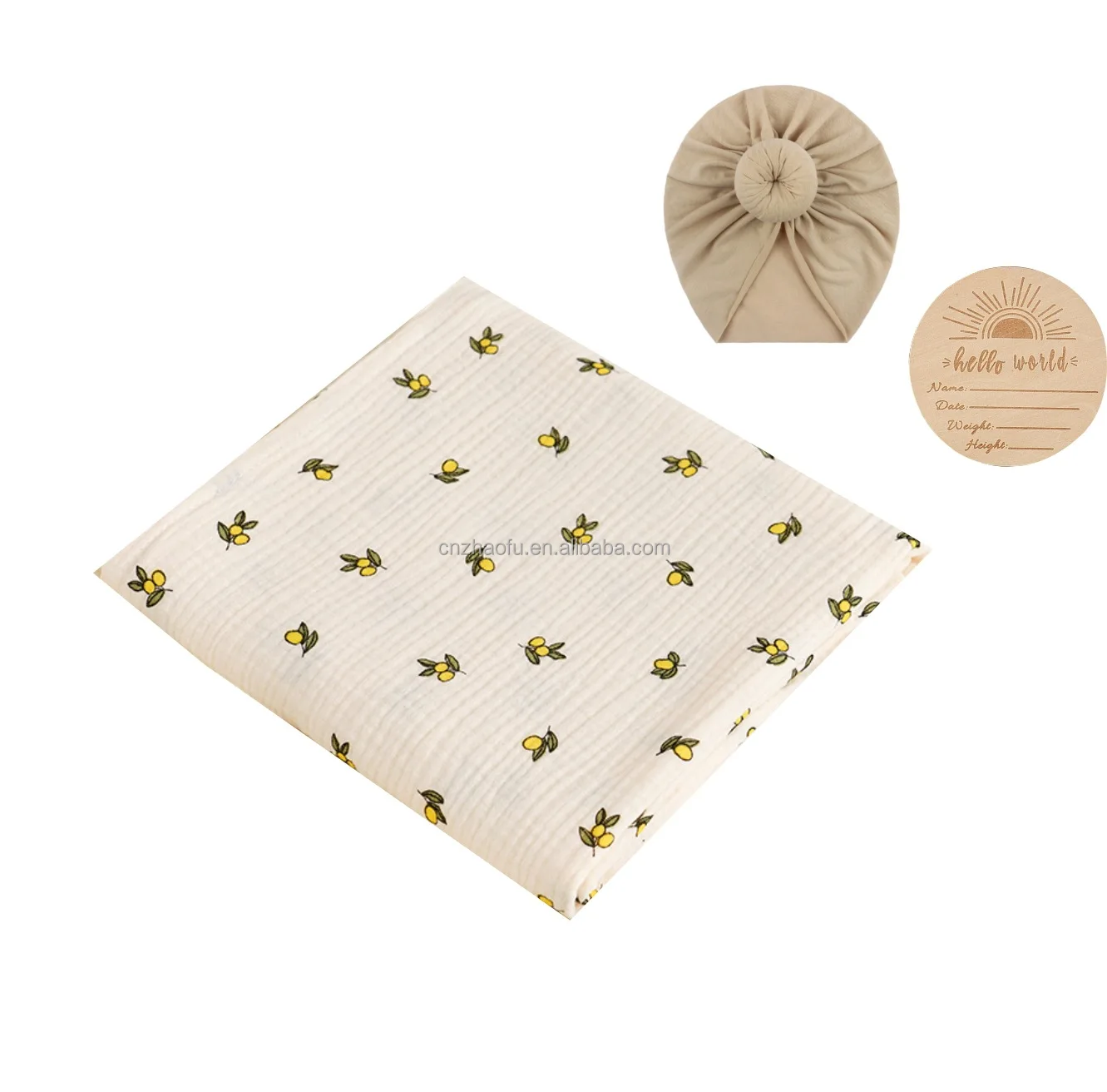 Organic Cotton Infant Wrap Newborn Gift Set Soft Bamboo Cotton monthly milestone cards Baby Bedding Muslin Swaddle Blanket Set