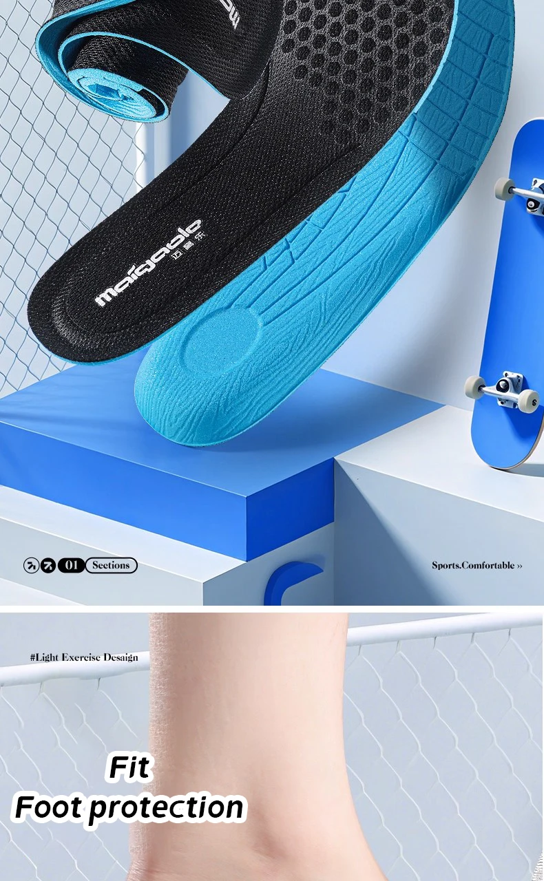 H11f608027c1a4bc395a51783b37e45a5V Lightweight Comfort Sports Shoes Soft Soled Insoles Walking Running Shoe Inserts Sweat Shock Absorbing Odor Prevention Foot beds