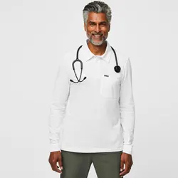 ECBC High Quality Custom Men Nursing Scrubs Anti Wrinkle Stretch Long Sleeve Mens Medical T Shirt Spandex Stretch Scrub Uniform