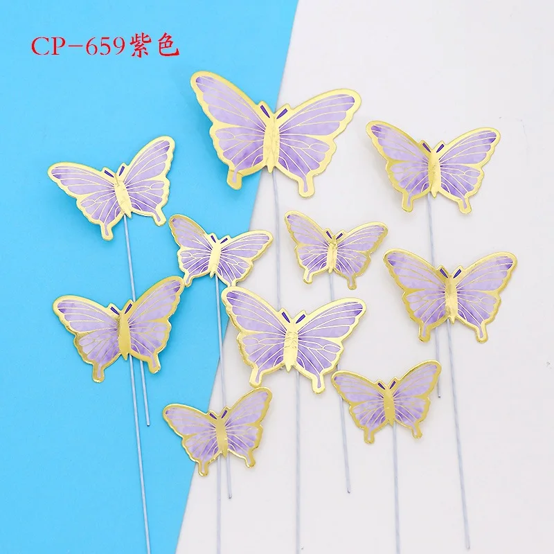 Wholesale mixed size paper butterfly 10pcs set birthday decoration party supplies happy birthday wedding decoration cake toppers