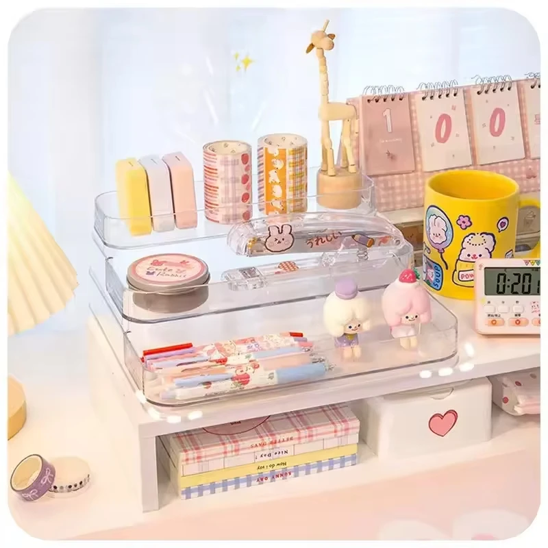 Clear Multifunction Stackable Cosmetics Organizer Vanity Makeup Lipstick Jewelry Drawer Tray Storage Box