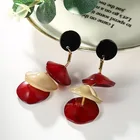 Fashion Dangle Earrings Fashion Large Resin Floral Petal Dangle Earrings Long Acrylic Red Rose Flower Earrings