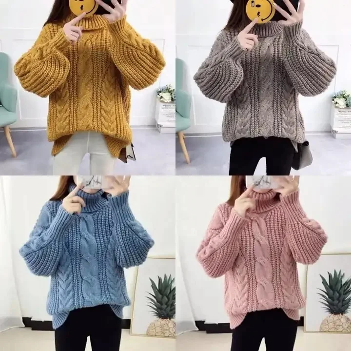 PRETTYGARDEN Women's Pullover Sweater Casual Long Sleeve Crewneck Loose Chunky Knit Jumper Tops