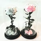 Day Logo Customized Preserved Rose In Glass Dome Flowers Preserved Gift For Valentina's Day