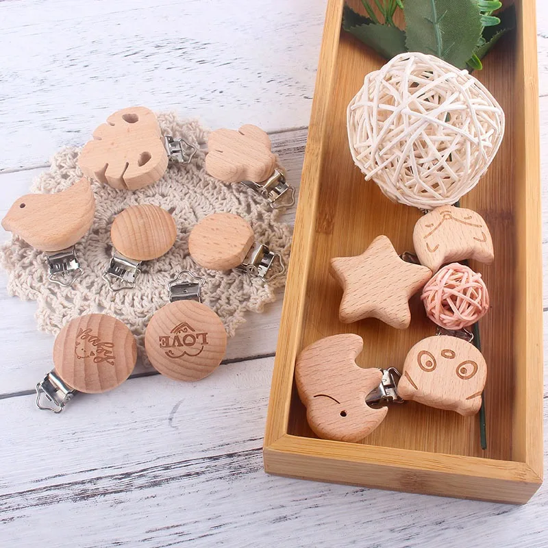 Pacifier Chain Material Accessories Baby Wood Pacifier Holder Clip