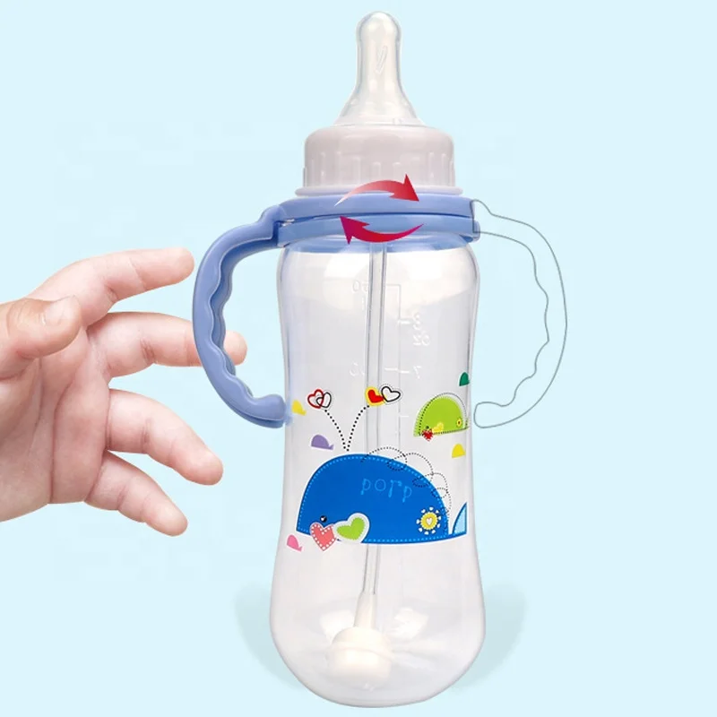 Wellfine Baby Feeder Bottle Sublimation Portable Feeding New Born Baby Sippy Cup High Transparent Silicone Nipples Bottles Set