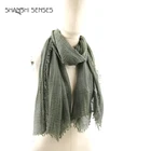 Long Scarf Designer Scarf Styles Dark Green Long Polyester Chiffon Crinkled Scarf Women
