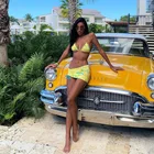 Beachwear Hot Selling Swimwear Beachwear Print Mini Skirts And Triangle Bikini Set For Women