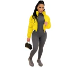 Fashion Jacket LD90300 Women's Winter Fashion Casual Short Padded Windbreaker Jacket