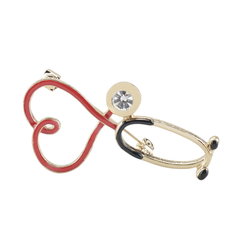 Fashion Syringe Stethoscope ECG Alloy Enamel Doctor Nurse Pins Medical Brooch for Women Men