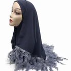 Scarf Muslim Wholesale High Quality Feather Pure Color Chiffon Hijab Scarf Muslim Headwrap