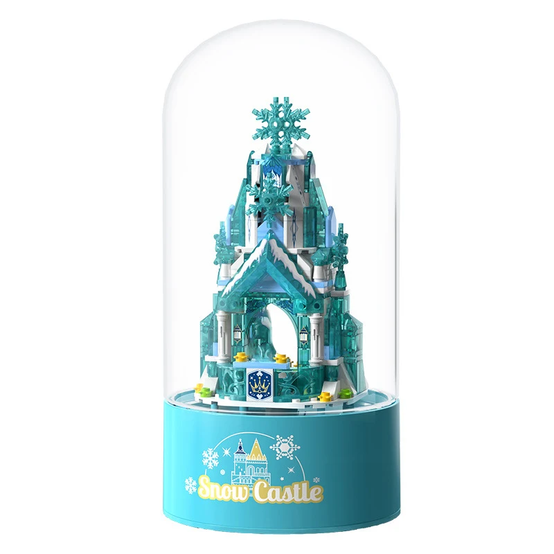 301pcs princess castle building blocks creative toy assembly music box model set pink blue