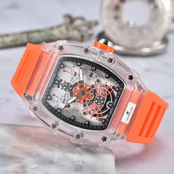 Premium Quality Hollow Men's Quartz Watch Plastic Watch Strap Quartz Watches Hombres