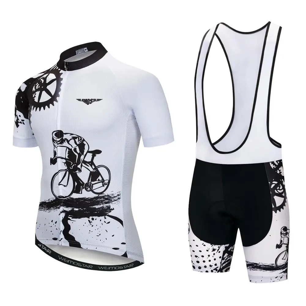 Men's Cycling Jersey Set Quick-Dry Bike Shirt for Men with 3D Padded Bib Shorts 