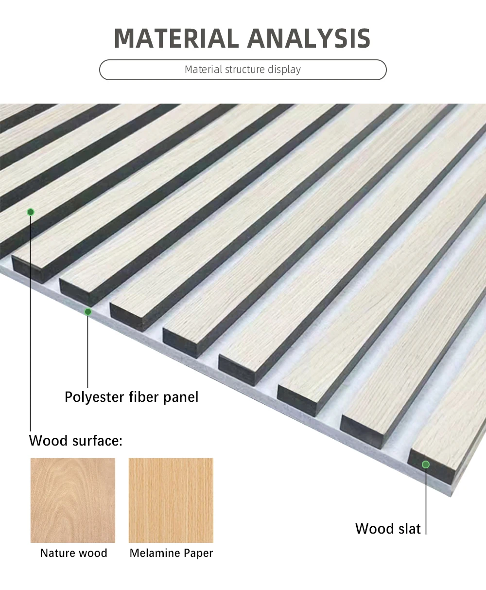 Wood Veneer Slat Wall Panels 3d Acoustic Panels For Interior Wall Decor 