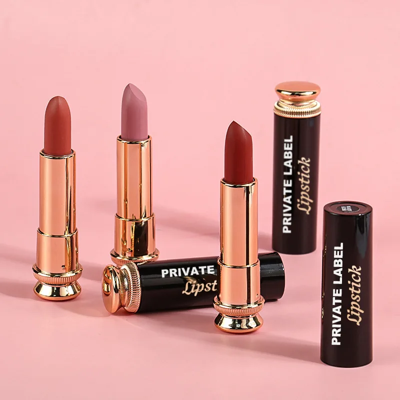 Luxury Containers With Black Gold Vegan Nude Organic Matte Lipstick