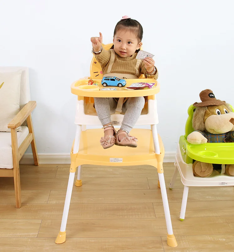 Multi functional Kinderstuhl Plastic kids table and chairs  3 en 1 baby feeding high chair children's infant  feeding chair