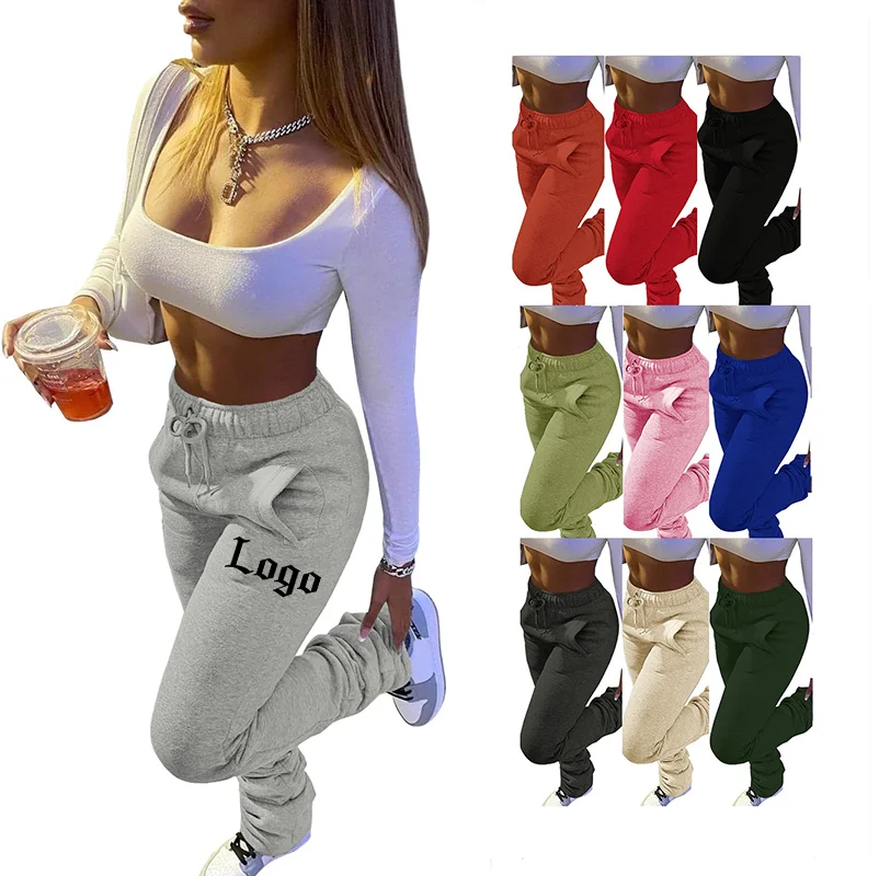 M133 winter clothes women's pants trousers skinny thickness polyester flare casual sports flare stacked sweat pants