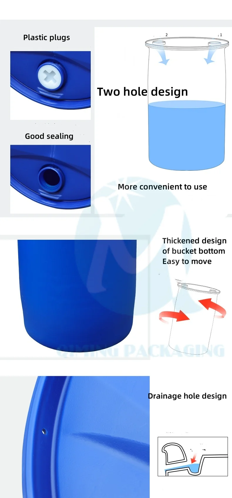 Hot Sale 200 Liter Plastic Drums Pp Hdpe 55 Gallon Blue Plastic Drum