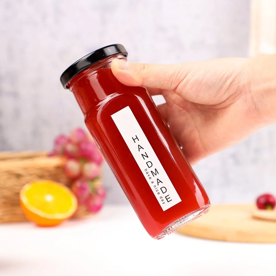 Wide Mouth 8oz 250ml Square Glass Tomato Sauce Ketchup Bottle With Metal Lug Cap For Chili Sauce Storage