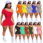 Trends Women New Trends Solid Color Summer Sexy Bodycon 1 Shoulder Jumpsuit Women