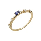 Ring 14k Gold Diamonds 0.080ct/4pcs Luxury Dainty Heart Sapphire Ring Genuine 14K Solid Gold Diamonds Ring Jewelry