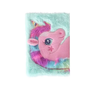 Seaygift New year personalized kawaii stationery gift A4 notepad cute unicorn fluffy plush diary notebook